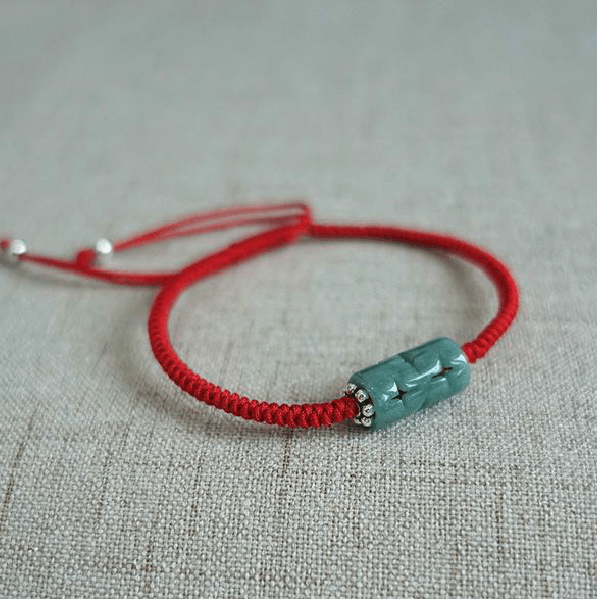 Natural Burmese Jade,Sterling Silver & Red Rope PURIFYING Bracelet