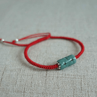 Thumbnail for Natural Burmese Jade,Sterling Silver & Red Rope PURIFYING Bracelet