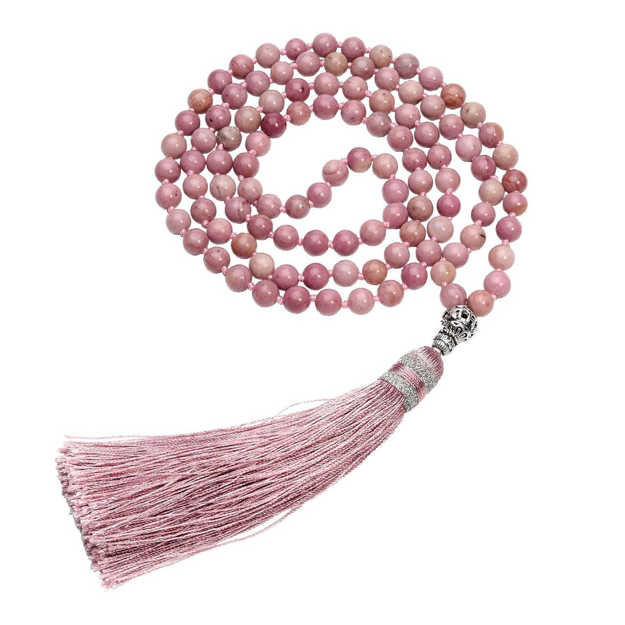 6mm Natural Rhodochrosite/Moss Agate 108 Bead Mala