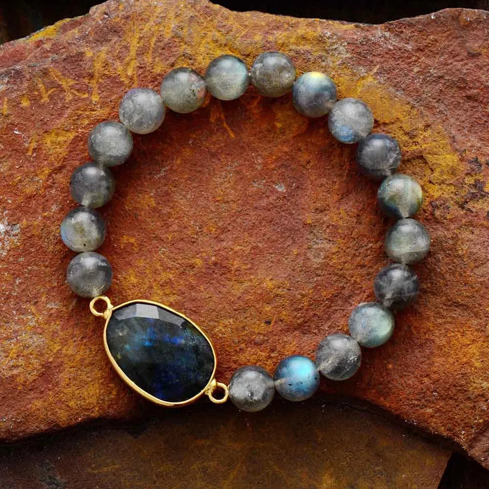 Natural Handmade Labradorite Beaded Bracelet