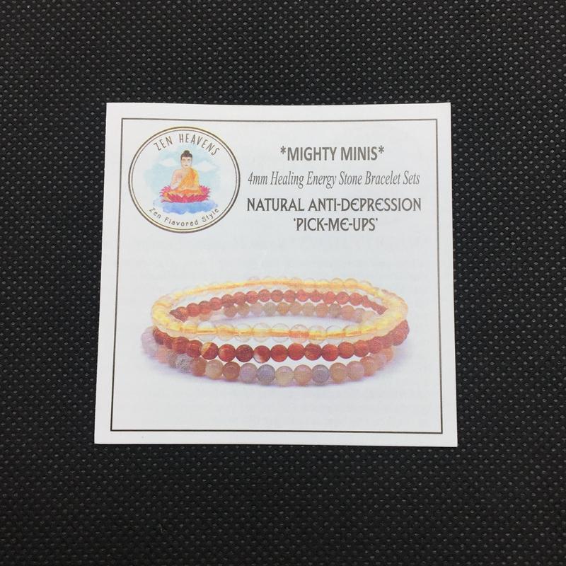 NATURAL ANTI-DEPRESSION 'PICK-ME-UPS' -Citrine,Sunstone & Carnelian- 3/pc  *MIGHTY MINIS*  Healing Energy Stone Bracelets