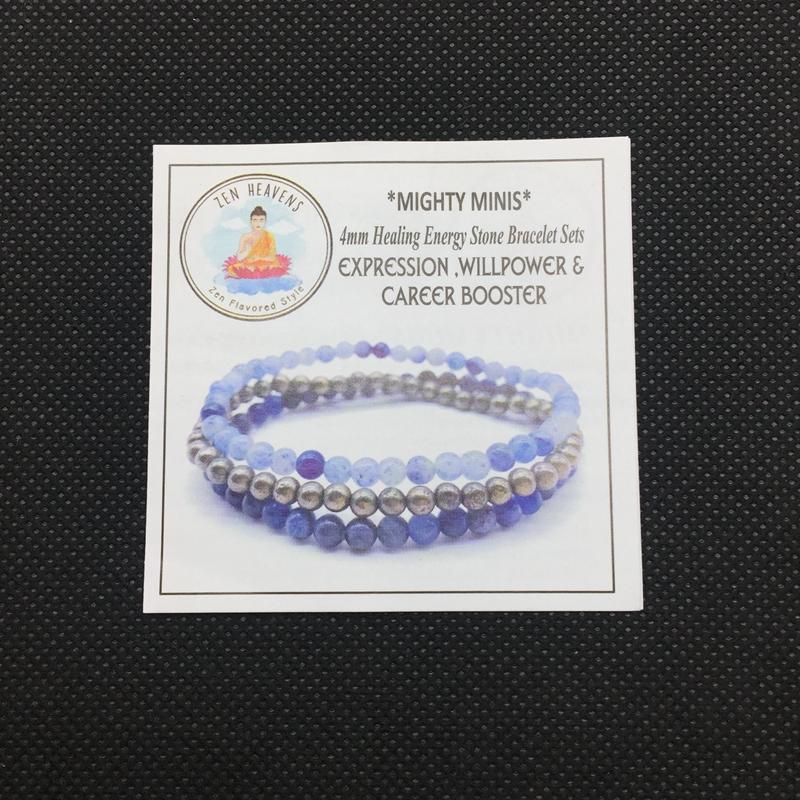 EXPRESSION & WILLPOWER-Blue Aventurine, Sodalite & Pyrite- 3/pc  "MIGHTY MINIS " Healing Energy Stone Bracelets