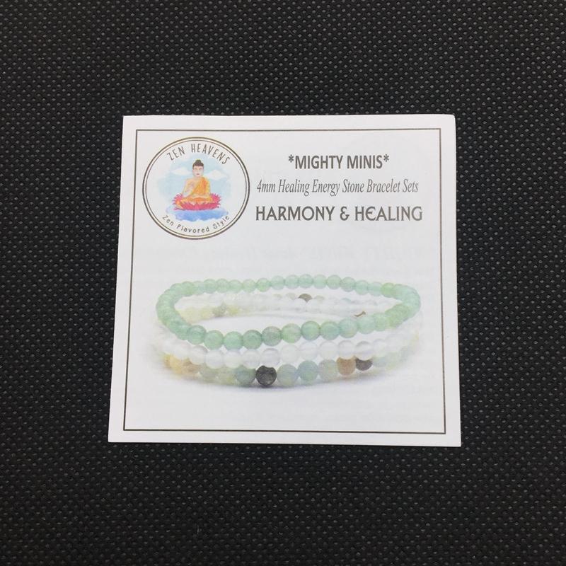 HARMONY & HEALING-Green Aventurine,Amazonite & Snow Quartz- 3/pc  "MIGHTY MINIS " Healing Energy Stone Bracelets