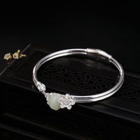 Thumbnail for Lotus Jade Silver Bangle