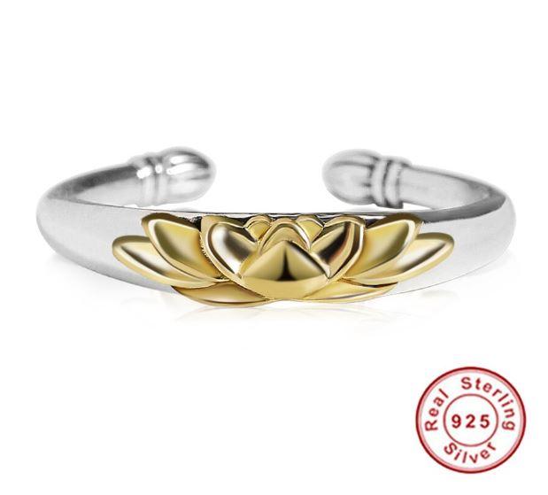 925 Sterling Silver Adjustable Open LOTUS Flower ' REBIRTH'  Ring