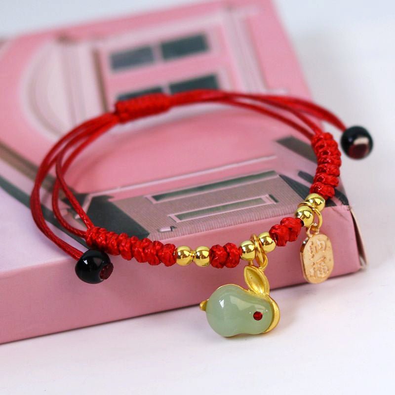 Lucky Rabbit Red Rope Jade Bracelet