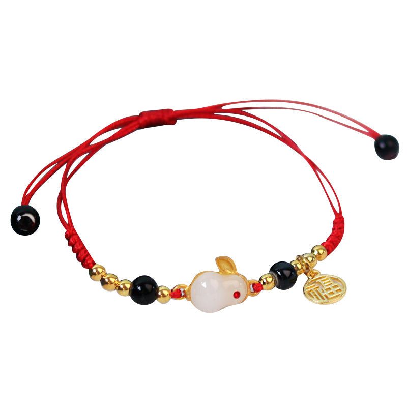 Lucky Rabbit Red Rope Jade Bracelet