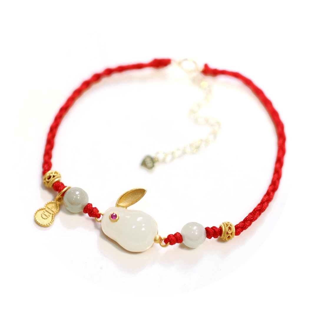 Lucky Red Rope Jade Rabbit Bracelet