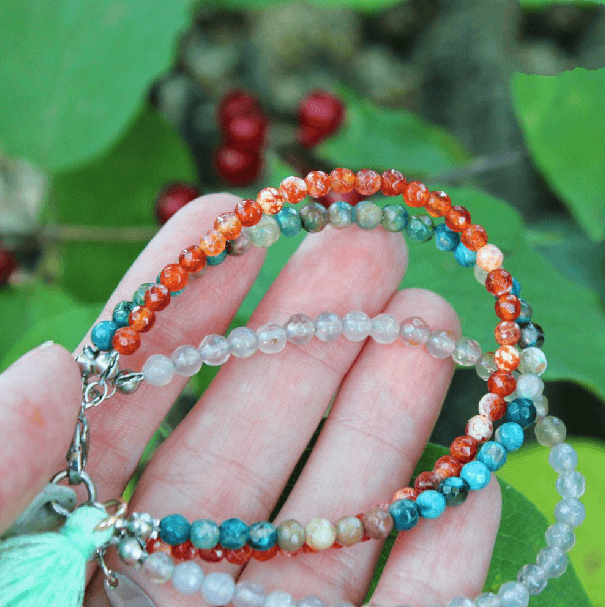 Natural Agate PEACE & BALANCE -3 Strand Stone Blend Bracelet