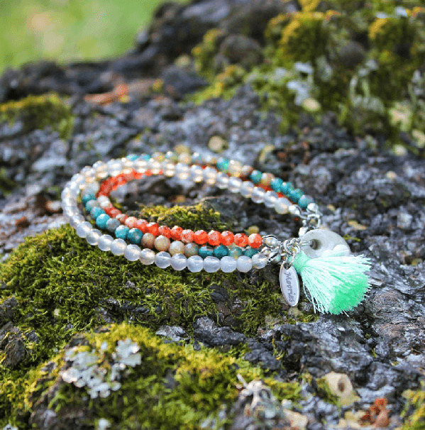 Natural Agate PEACE & BALANCE -3 Strand Stone Blend Bracelet