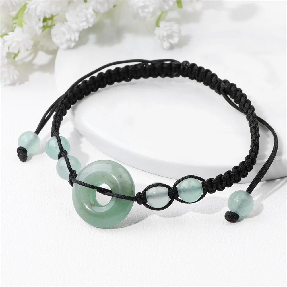 Natural Myanmar Jade 'Ping An Kou' Rope Bracelet