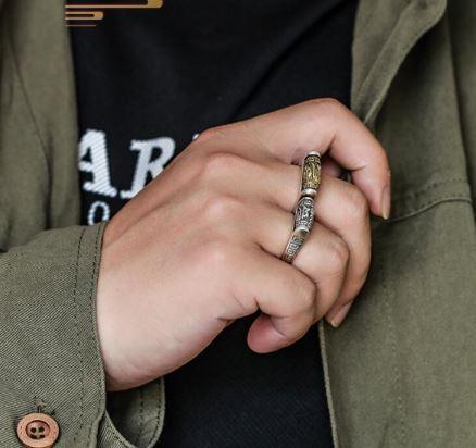 Sterling Silver Tibetan 6 SYLLABLE MANTRA Spinning Prayer Wheel Ring