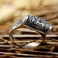 Thumbnail for Sterling Silver Tibetan 6 SYLLABLE MANTRA Spinning Prayer Wheel Ring