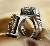 Thumbnail for Sterling Silver Tibetan 6 SYLLABLE MANTRA Spinning Prayer Wheel Ring