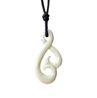 Thumbnail for New Zealand Maori Tribal Style Hand Carved Bone 'PIKORUA' ( Twists)  ETERNITY Necklace-9 styles