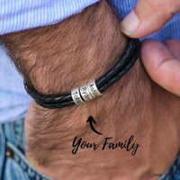 Thumbnail for Men's Leather & Stainless Steel Personalized Name/s Bracelet