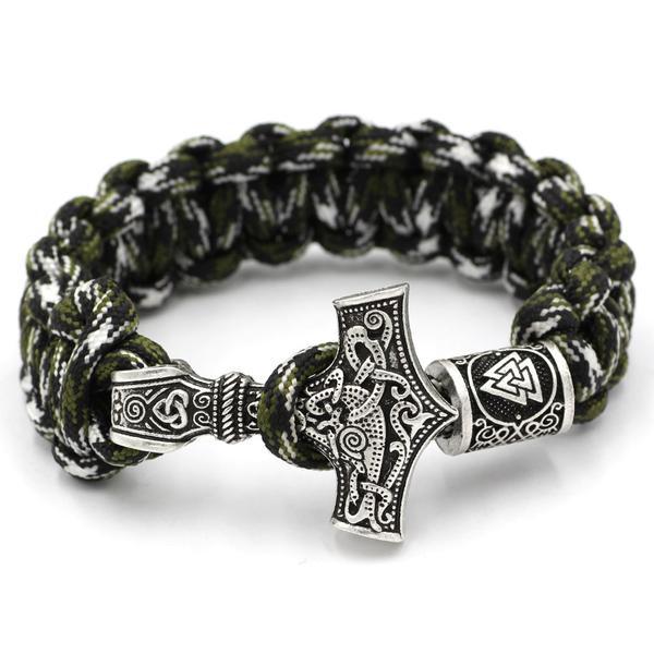 Mjolnir & Rune Amulet STRENGTH-giving Paracord Bracelet