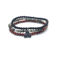 Thumbnail for STAMINA & PERSEVERANCE -Bloodstone, Red Jasper & Onyx- 3/pc  *MIGHTY MINIS*  Healing Energy Stone Bracelets