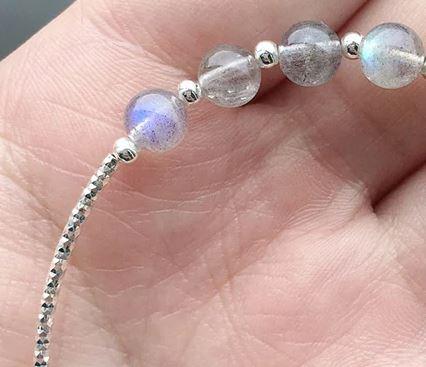 925 Sterling Silver Grey Moonstone ( Labradorite) AURA BALANCING Bracelet