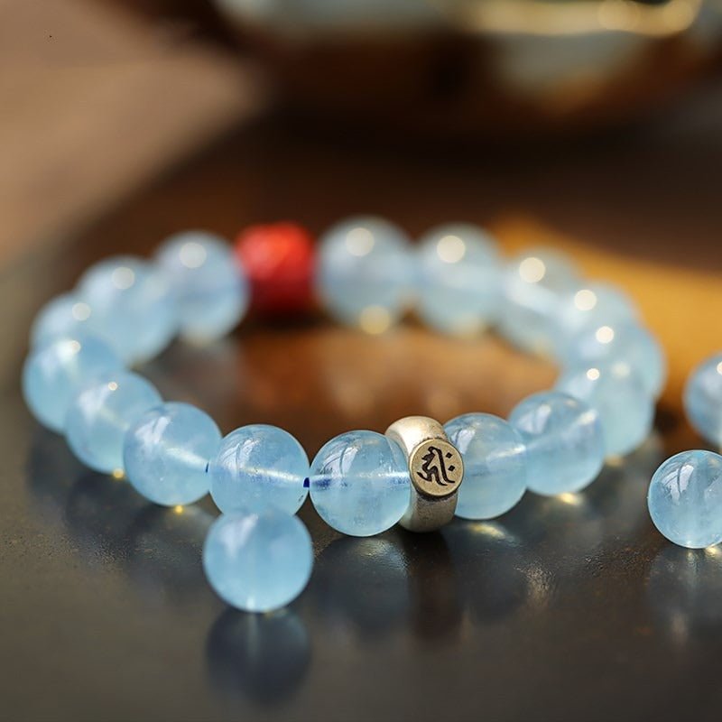 Natural Aquamarine Buddha Bracelet