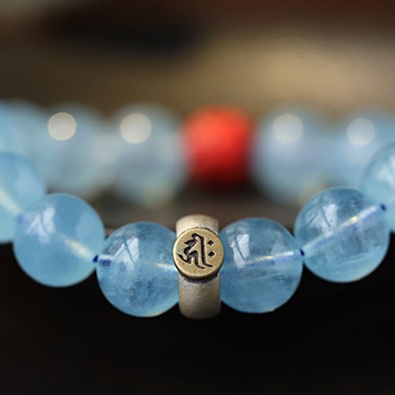 Natural Aquamarine Buddha Bracelet