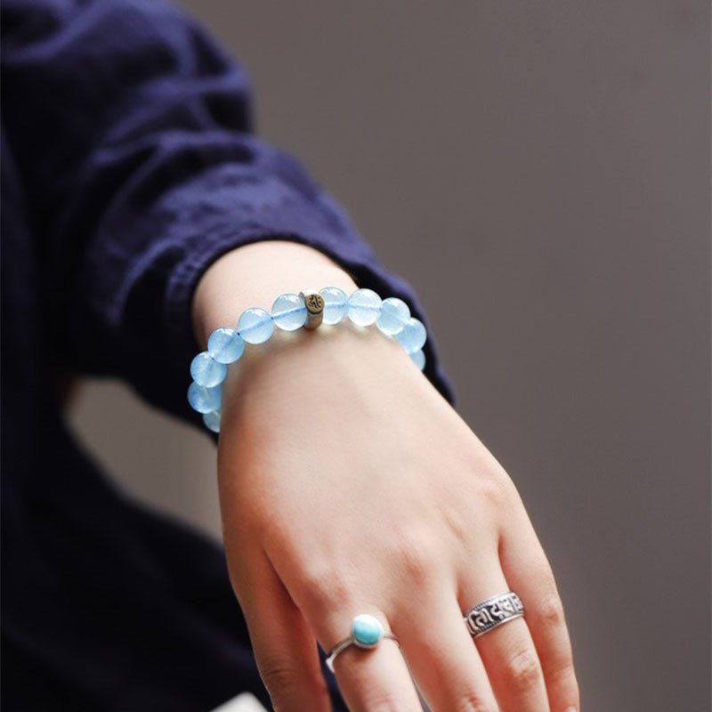 Natural Aquamarine Buddha Bracelet