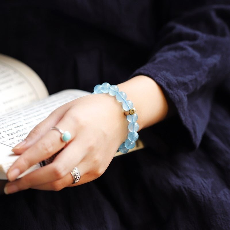 Natural Aquamarine Buddha Bracelet