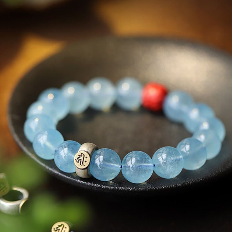 Natural Aquamarine Buddha Bracelet