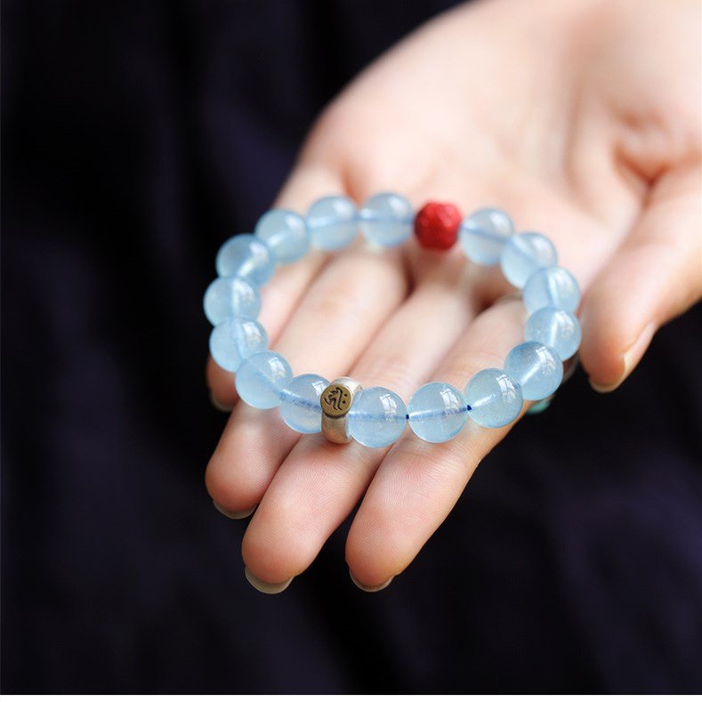 Natural Aquamarine Buddha Bracelet