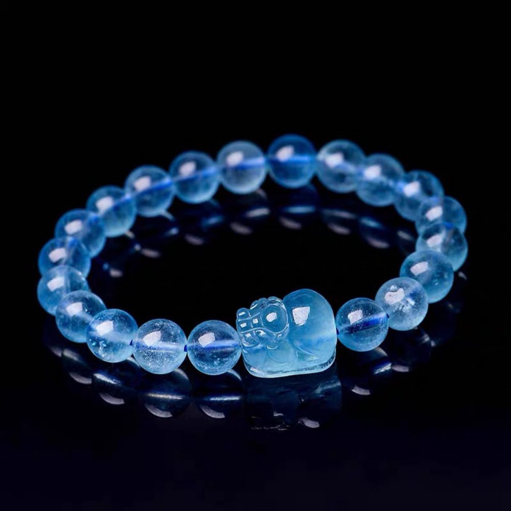 Natural Aquamarine Fortune Pixiu Bracelet