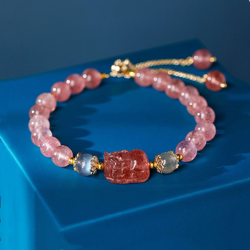 Natural Crystals Lucky Pixiu Charm Bracelet