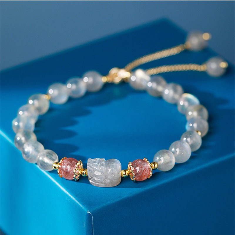 Natural Crystals Lucky Pixiu Charm Bracelet