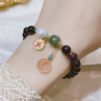 Thumbnail for Natural Garnet with Jade Charm Bracelet