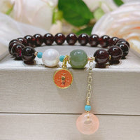 Thumbnail for Natural Garnet with Jade Charm Bracelet