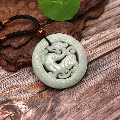 Natural Jade Dragon Hollow Necklace