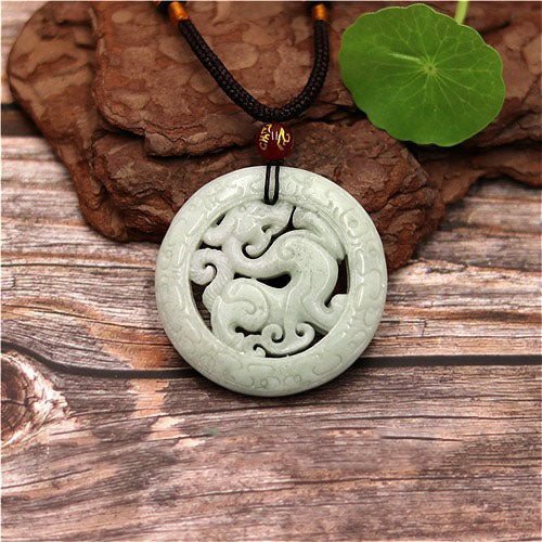 Natural Jade Dragon Hollow Necklace