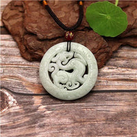 Thumbnail for Natural Jade Dragon Hollow Necklace