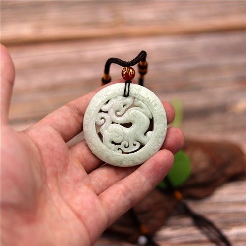 Natural Jade Dragon Hollow Necklace