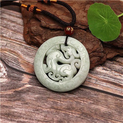 Natural Jade Dragon Hollow Necklace