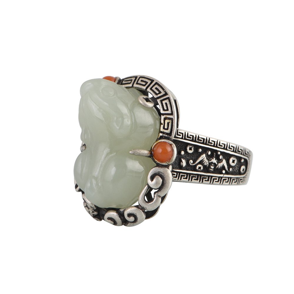 Natural Jade Pi Yao Prosperity Ring