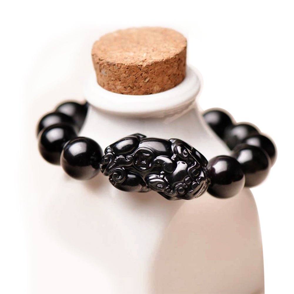 Natural Obsidian Wealth & Protection Pixiu Bracelet