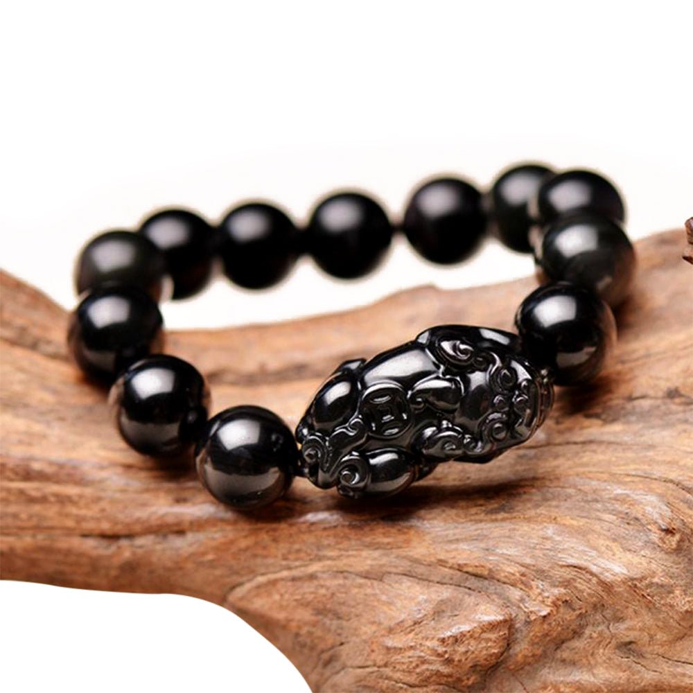 Natural Obsidian Wealth & Protection Pixiu Bracelet