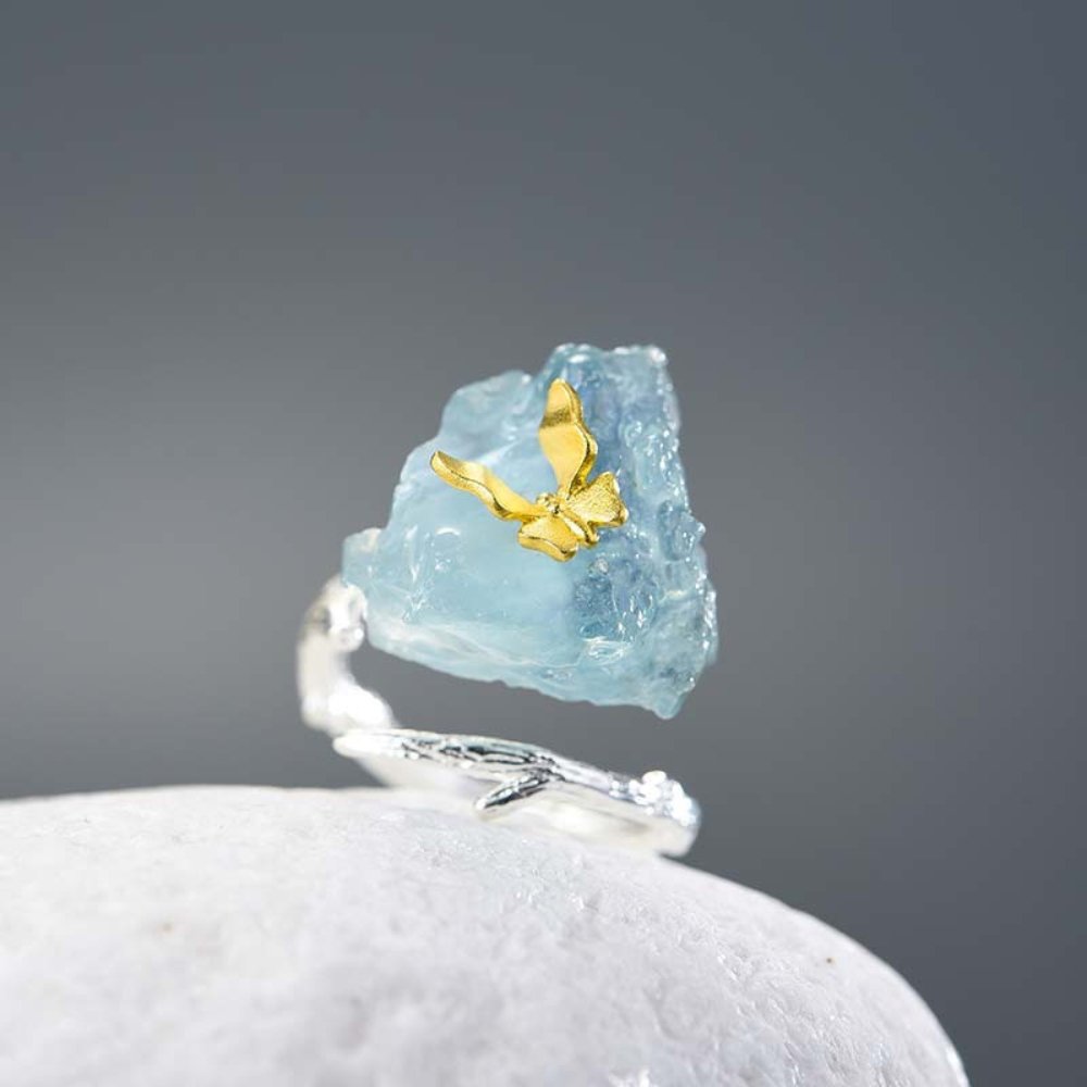 Natural Raw Aquamarine Ring