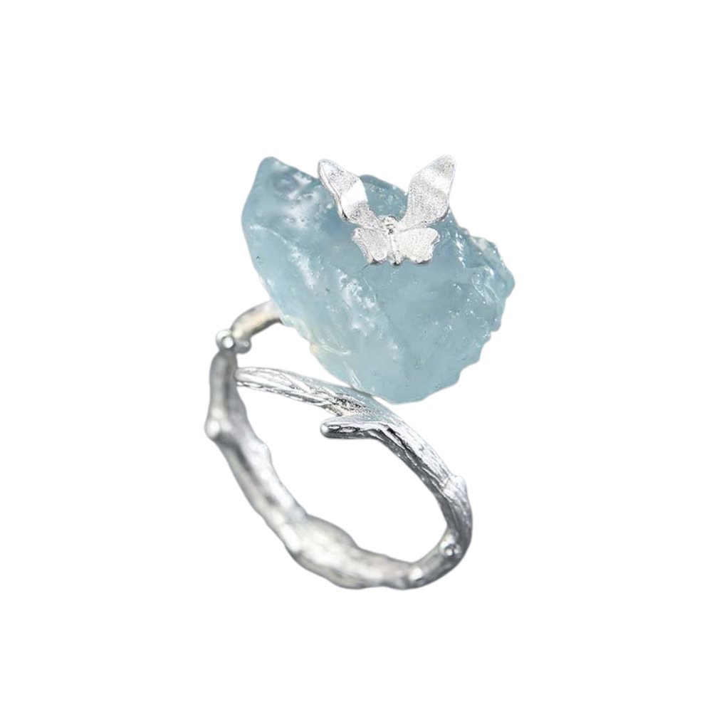 Natural Raw Aquamarine Ring