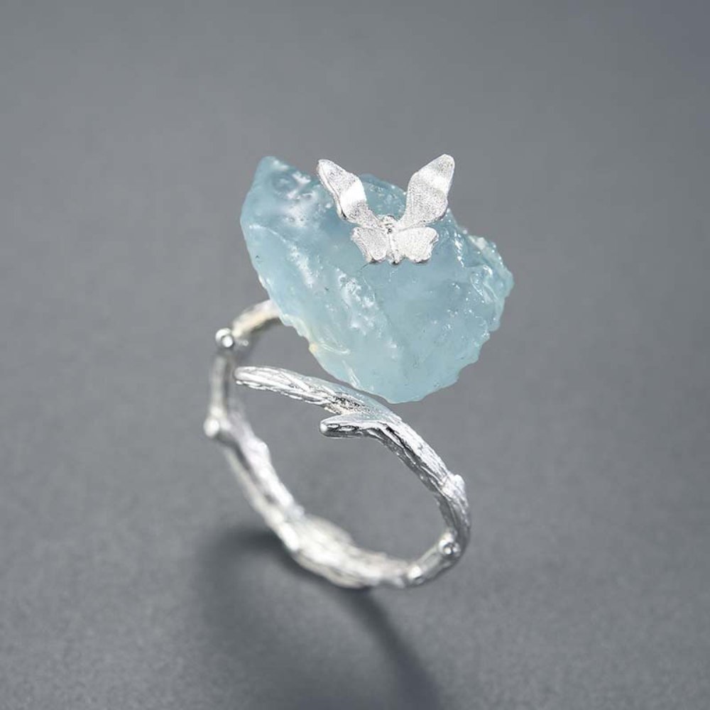 Natural Raw Aquamarine Ring