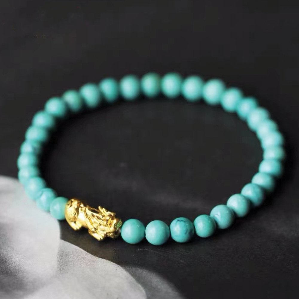 Natural Turquoise Feng Shui Pixiu Bracelet