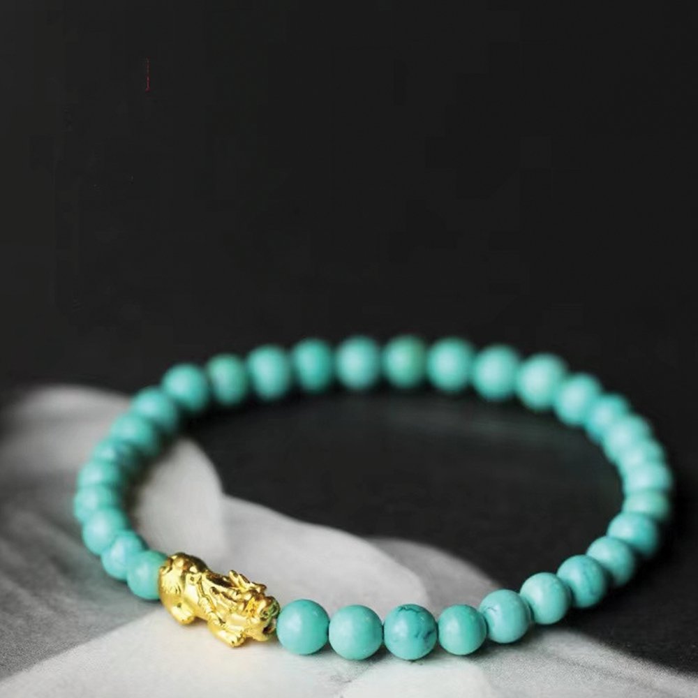 Natural Turquoise Feng Shui Pixiu Bracelet