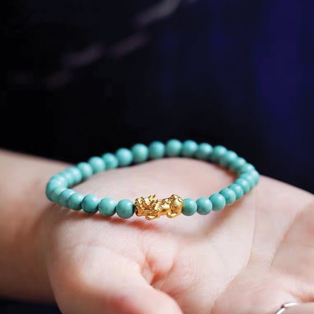 Natural Turquoise Feng Shui Pixiu Bracelet