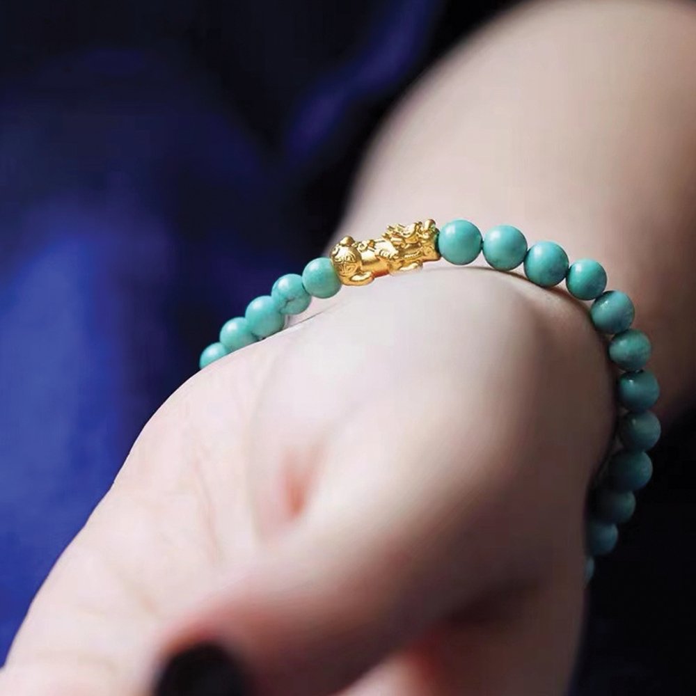 Natural Turquoise Feng Shui Pixiu Bracelet