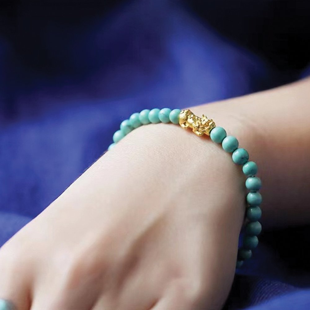 Natural Turquoise Feng Shui Pixiu Bracelet